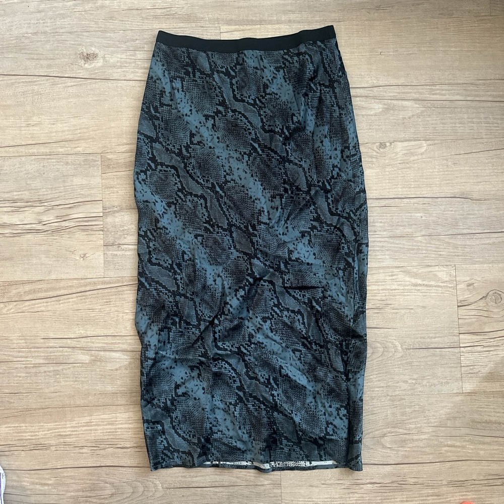 Snakeskin Silk Midi Skirt
